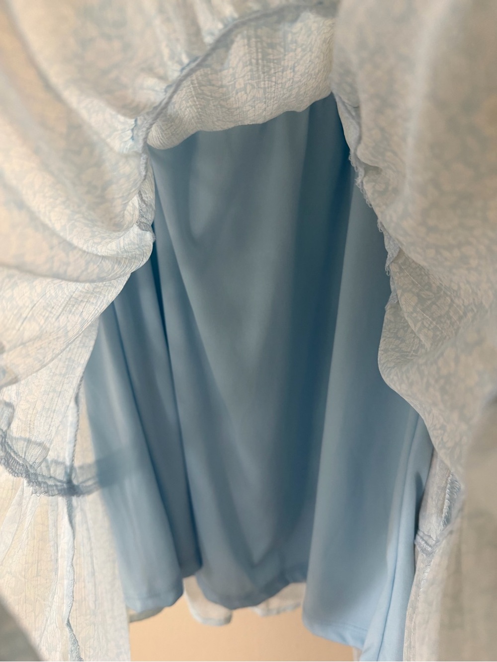 Light Blue Ruffle Strap Mini Dress - Picture 8 of 8